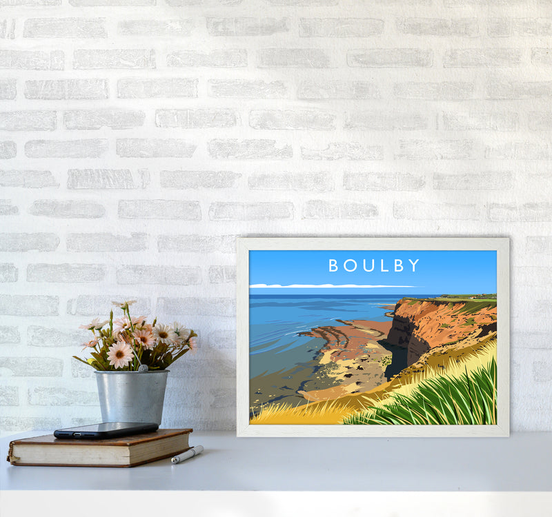 Boulby Travel Art Print by Richard O'Neill A3 Oak Frame