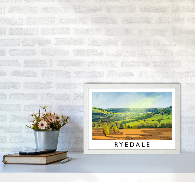 Ryedale Travel Art Print by Richard O'Neill A3 Oak Frame