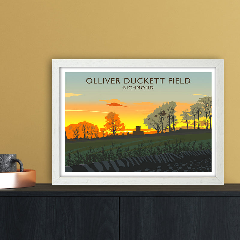 Olliver Duckett Field Travel Art Print by Richard O'Neill A3 Oak Frame