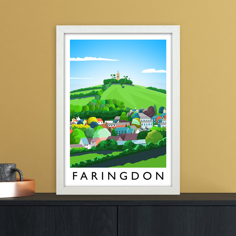 Faringdon Portrait Travel Art Print by Richard O'Neill A3 Oak Frame
