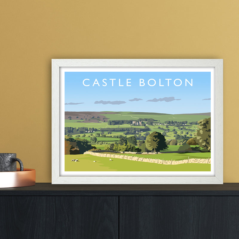 Castle Bolton Travel Art Print by Richard O'Neill A3 Oak Frame