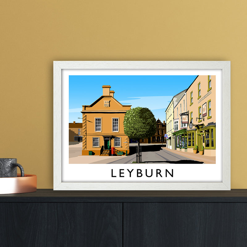 Leyburn 3 Travel Art Print by Richard O'Neill A3 Oak Frame