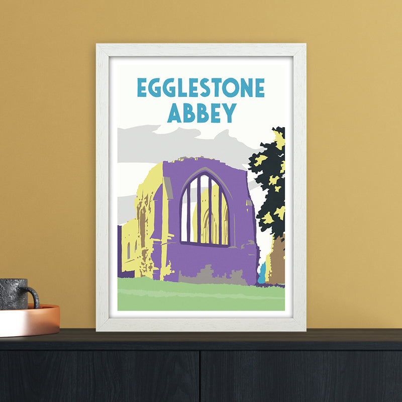 Egglestone Abbey Portrait Travel Art Print by Richard O'Neill A3 Oak Frame