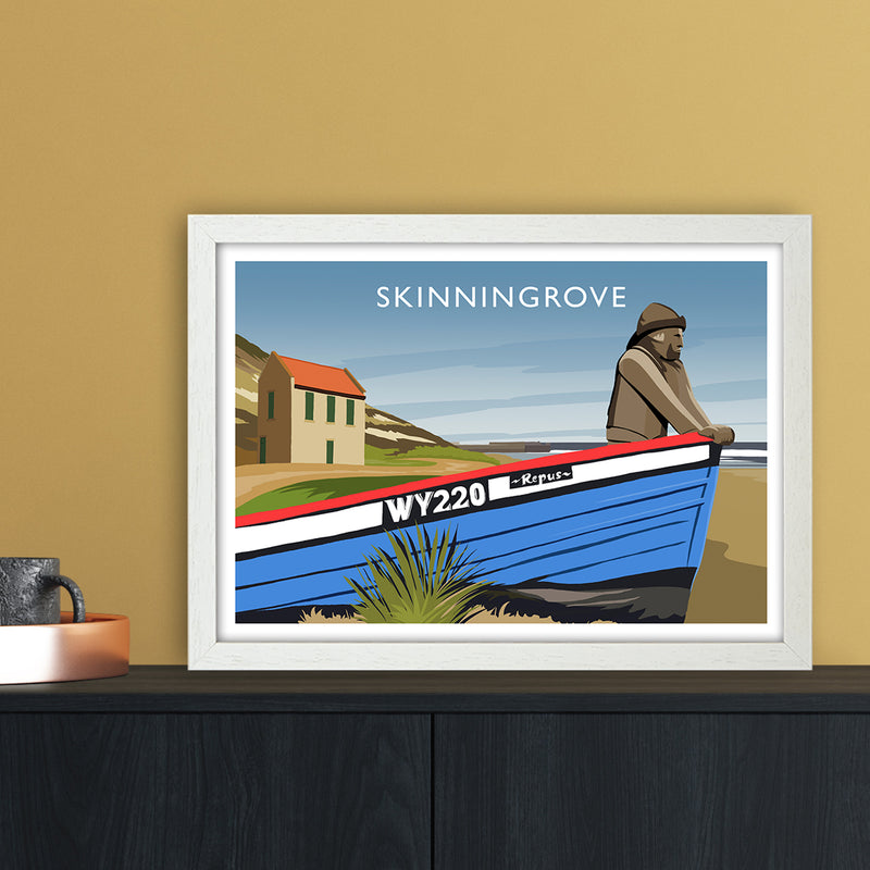 Skinningrove Travel Art Print by Richard O'Neill A3 Oak Frame