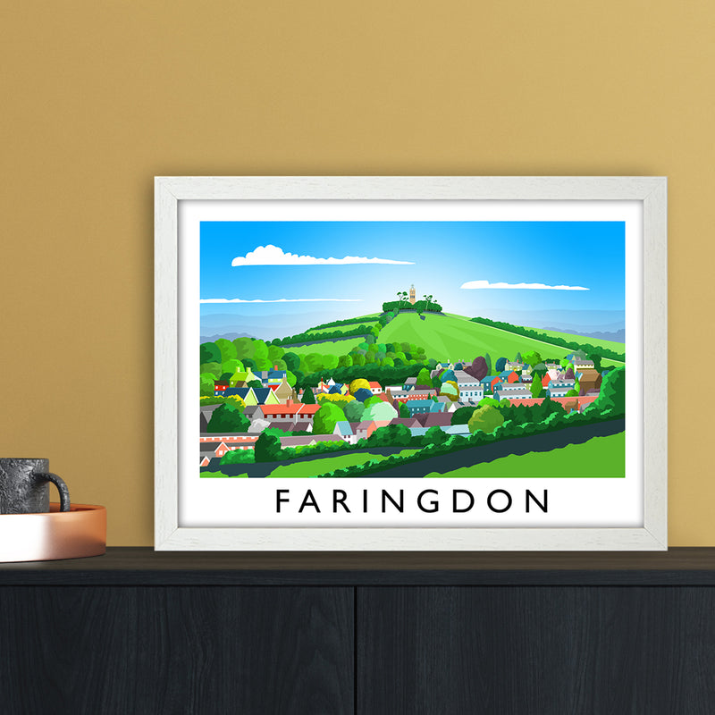 Faringdon Travel Art Print by Richard O'Neill A3 Oak Frame