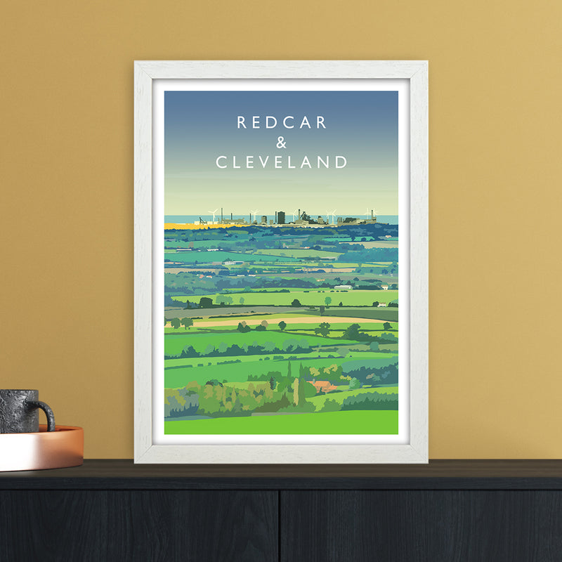 Redcar & Cleveland Travel Art Print by Richard O'Neill A3 Oak Frame