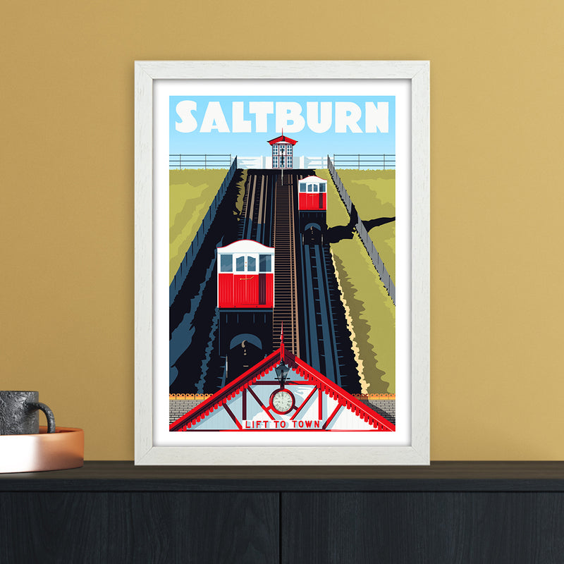 Saltburn 2 Travel Art Print by Richard O'Neill A3 Oak Frame