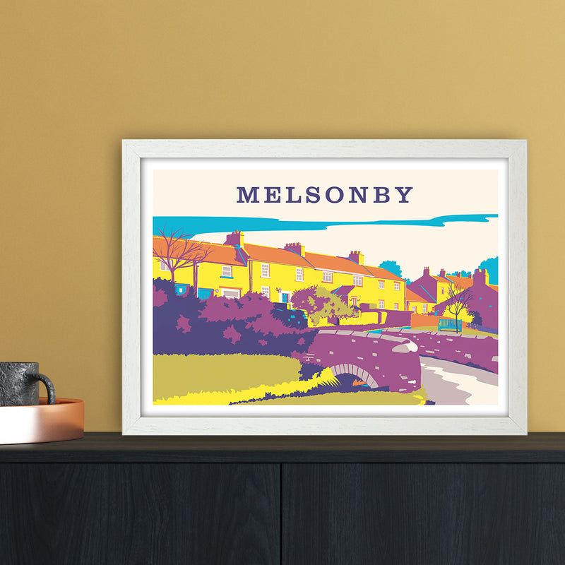 Melsonby Travel Art Print by Richard O'Neill A3 Oak Frame