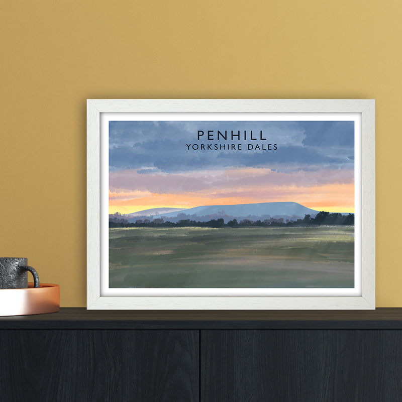 Penhill 3 Travel Art Print by Richard O'Neill A3 Oak Frame