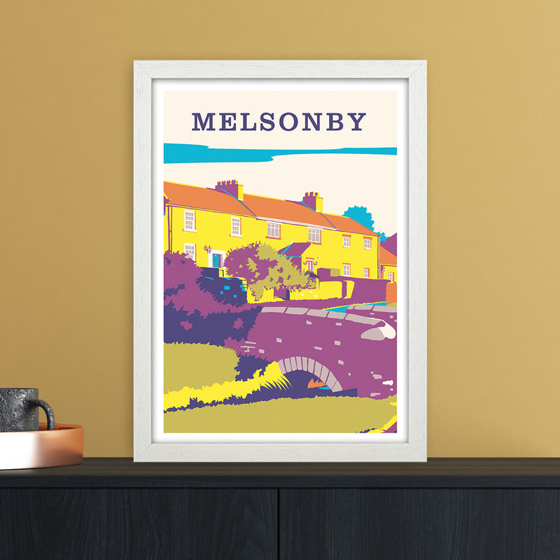 Melsonby Portrait Travel Art Print by Richard O'Neill A3 Oak Frame