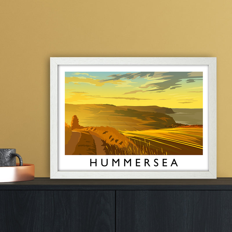Hummersea Travel Art Print by Richard O'Neill A3 Oak Frame
