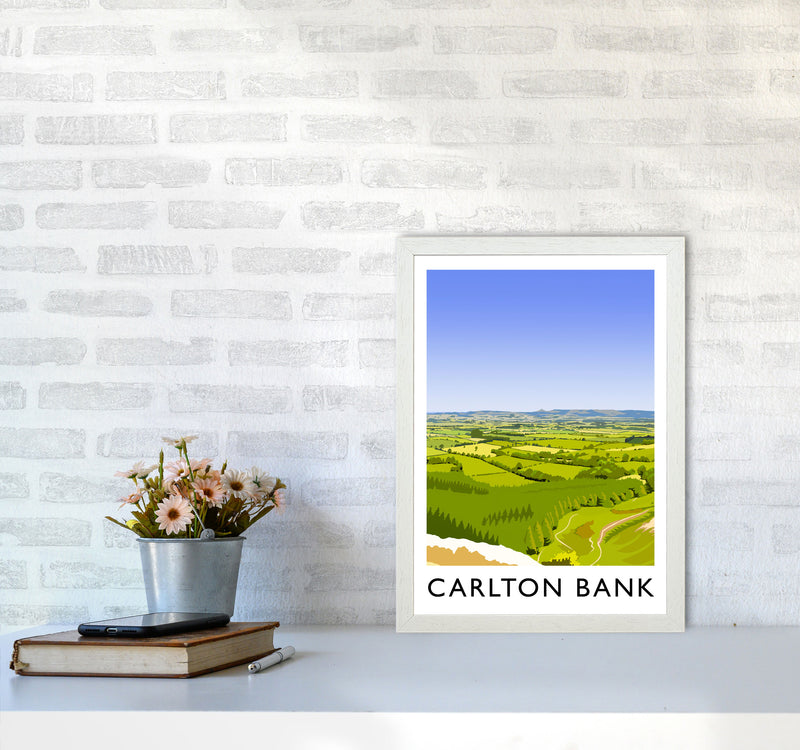 Carlton Bank portrait Travel Art Print by Richard O'Neill A3 Oak Frame