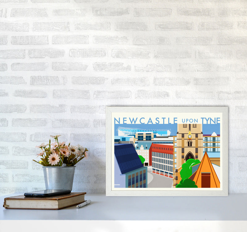 Newcastle upon Tyne 2 (Day) landscape Travel Art Print by Richard O'Neill A3 Oak Frame