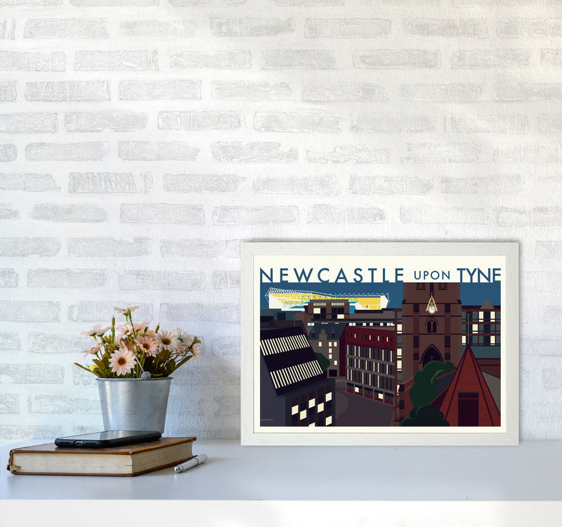 Newcastle upon Tyne 2 (Night) landscape Travel Art Print by Richard O'Neill A3 Oak Frame