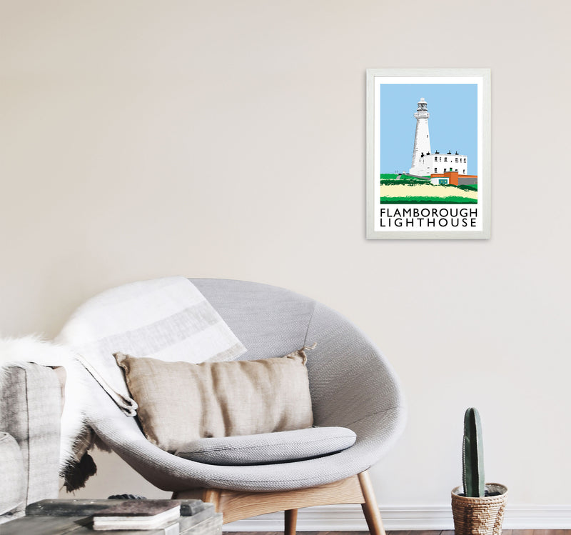 Flamborough Lighthouse Framed Digital Art Print by Richard O'Neill A3 Oak Frame