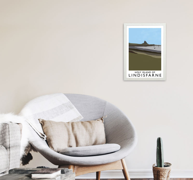Holy Island of Lindisfarne Framed Digital Art Print by Richard O'Neill A3 Oak Frame