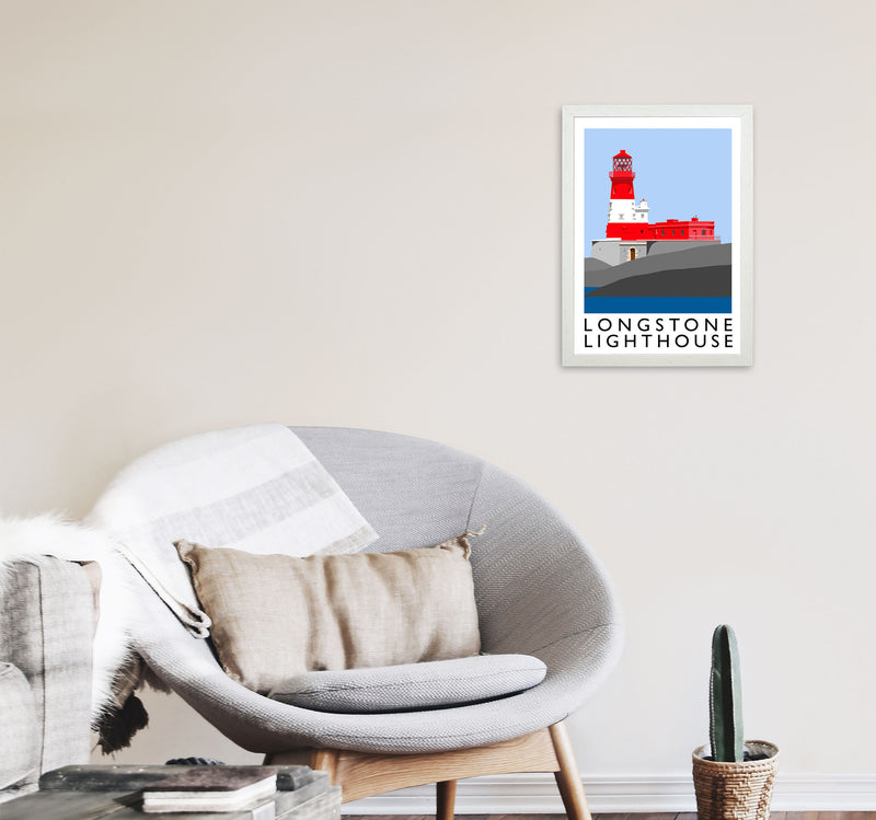 Longstone Lighthouse Framed Digital Art Print by Richard O'Neill A3 Oak Frame