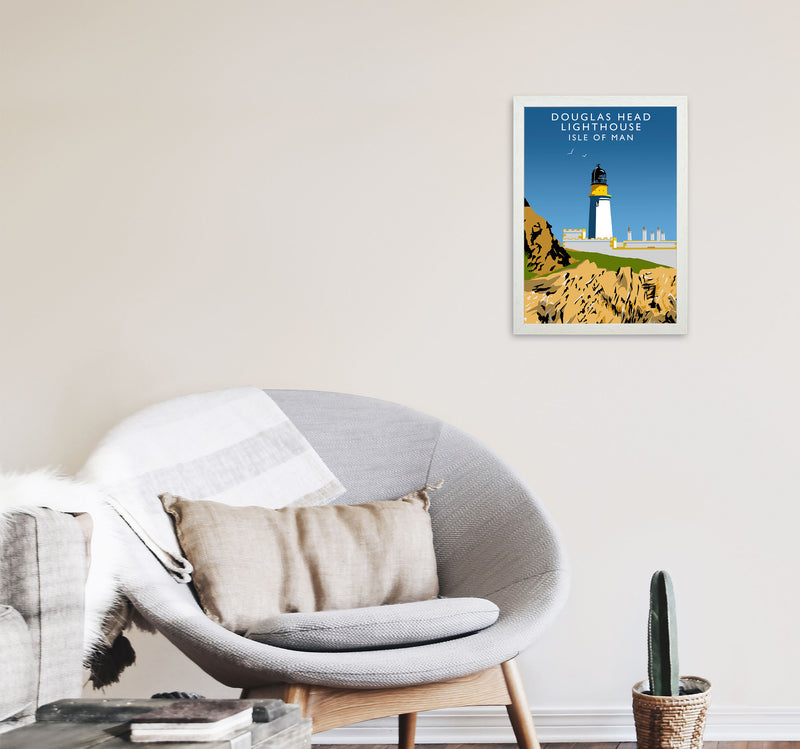 Douglas Head Lighthouse Isle of Man Framed Art Print by Richard O'Neill A3 Oak Frame