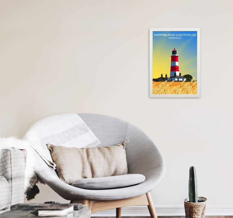 Happisburgh Lighthouse Norfolk Art Print by Richard O'Neill A3 Oak Frame