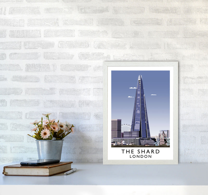 The Shard London Vintage Travel Art Poster by Richard O'Neill, Framed Wall Art Print, Cityscape, Landscape Art Gifts A3 Oak Frame
