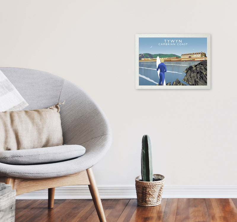 Tywyn Cambrian Coast Framed Digital Art Print by Richard O'Neill A3 Oak Frame
