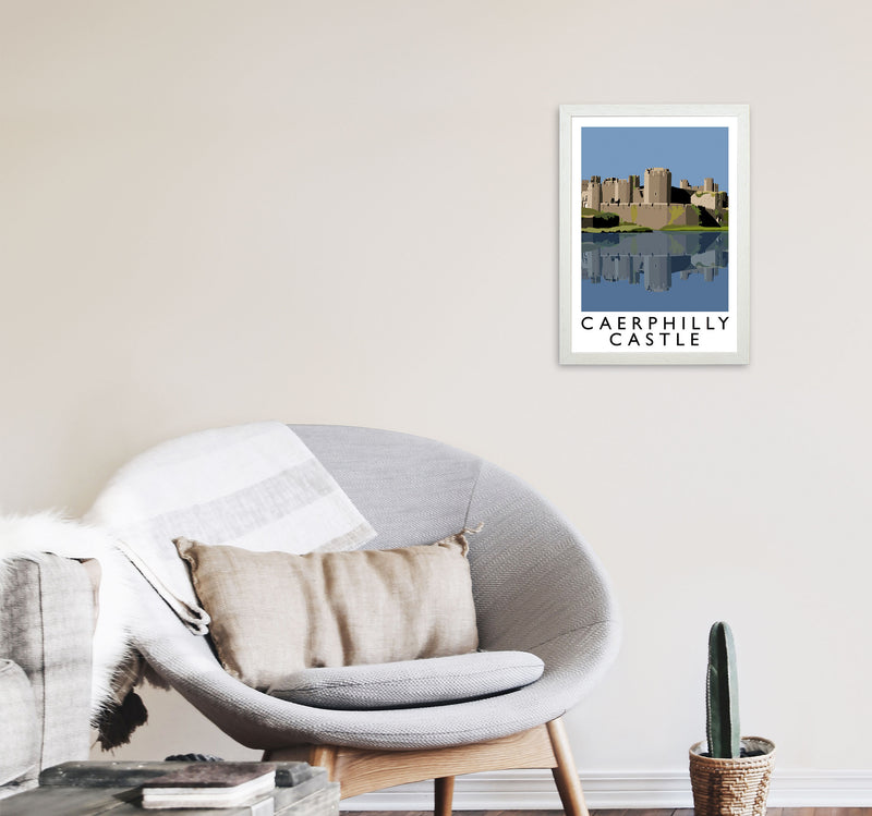 Caerphilly Castle Portrait by Richard O'Neill A3 Oak Frame