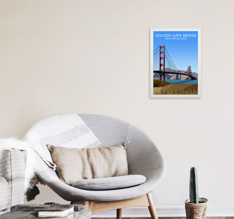 Golden Gate Bridge Portrait by Richard O'Neill A3 Oak Frame