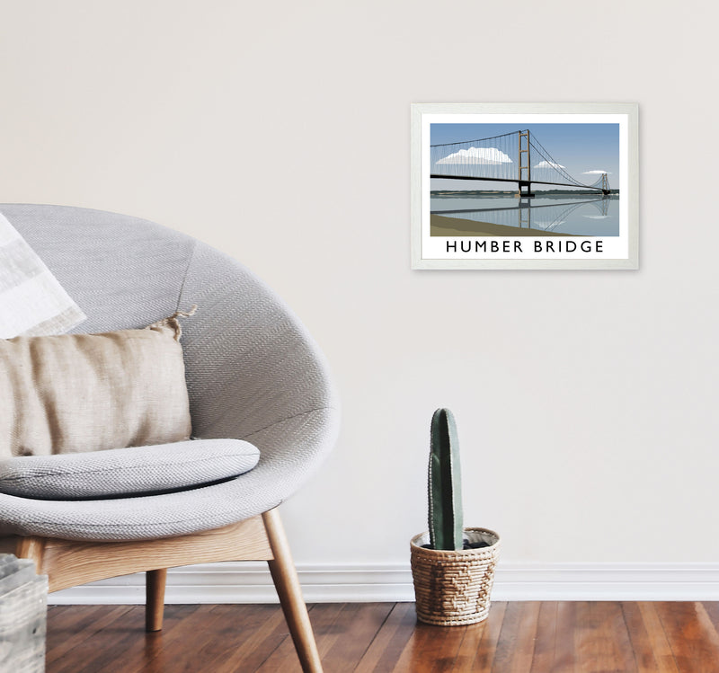 Humber Bridge Framed Digital Art Print by Richard O'Neill A3 Oak Frame