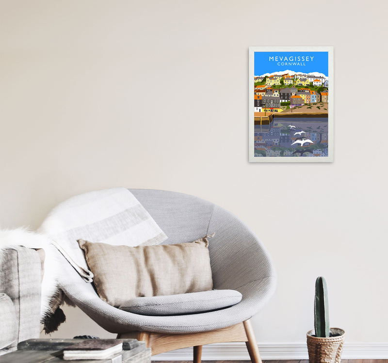 Mevagissey Cornwall Framed Digital Art Print by Richard O'Neill A3 Oak Frame