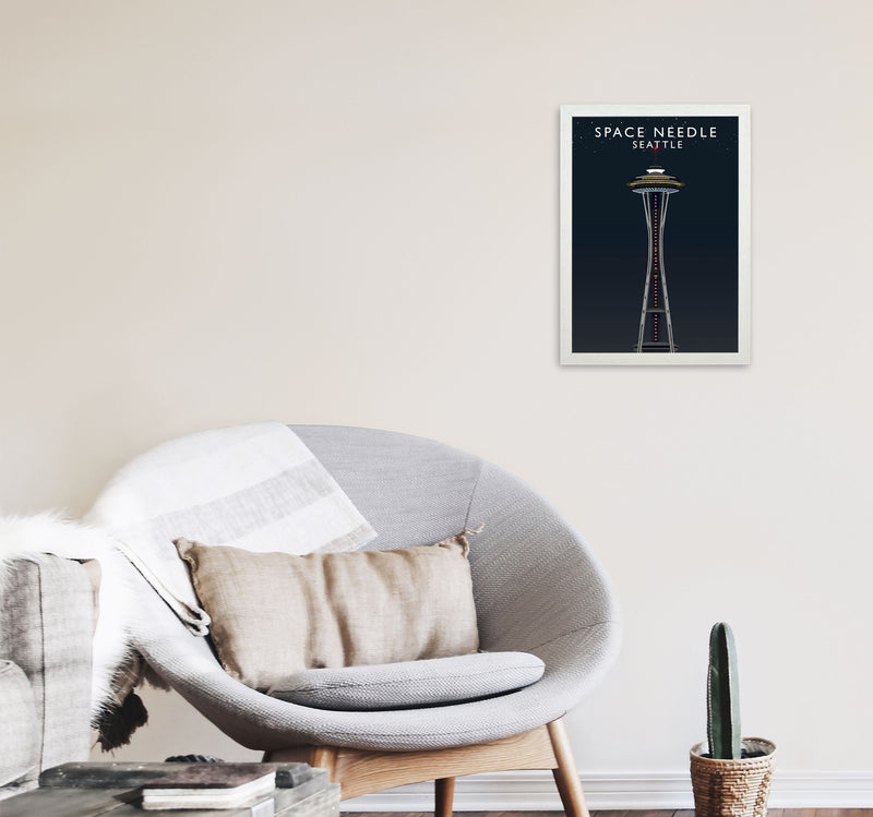 Space Needle Seattle Art Print by Richard O'Neill A3 Oak Frame