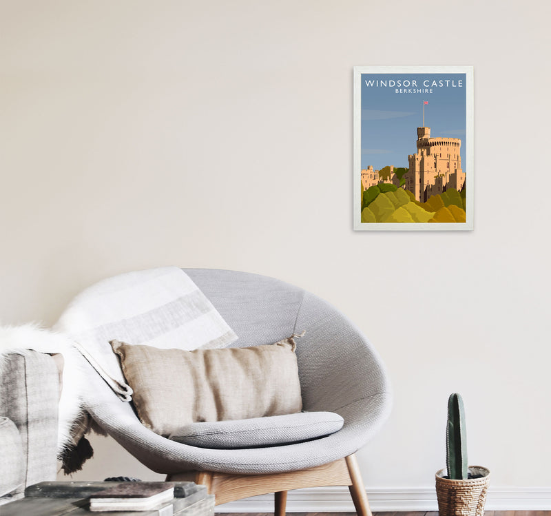 Windsor Castle Berkshire Travel Art Print by Richard O'Neill A3 Oak Frame