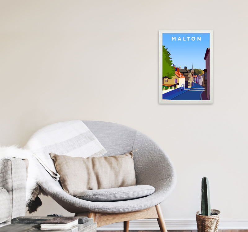 Malton Travel Art Print by Richard O'Neill, Framed Wall Art A3 Oak Frame