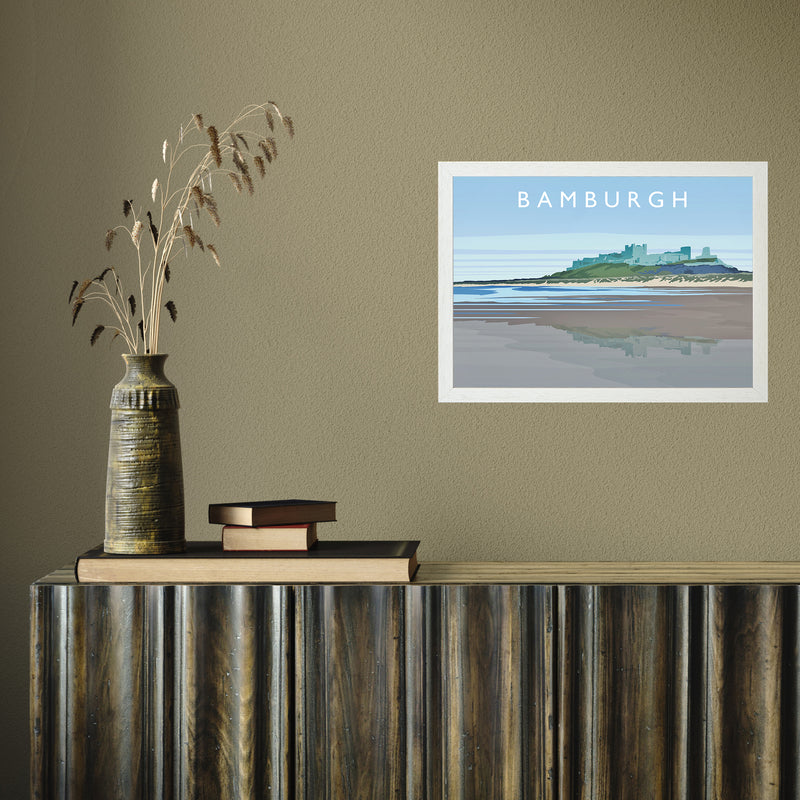 Bamburgh by Richard O'Neill A3 White Frame