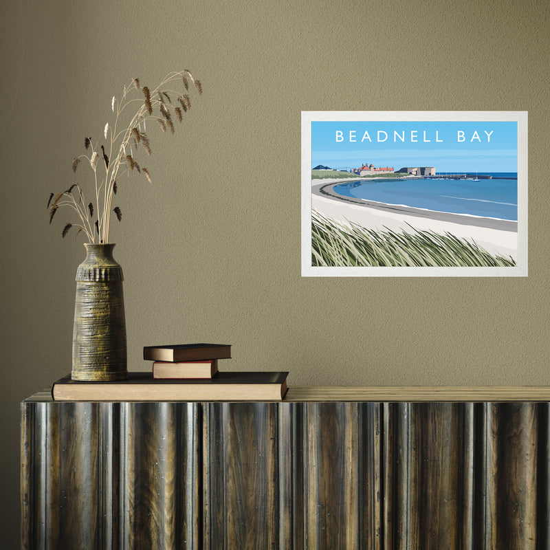 Beadnell Bay by Richard O'Neill A3 White Frame