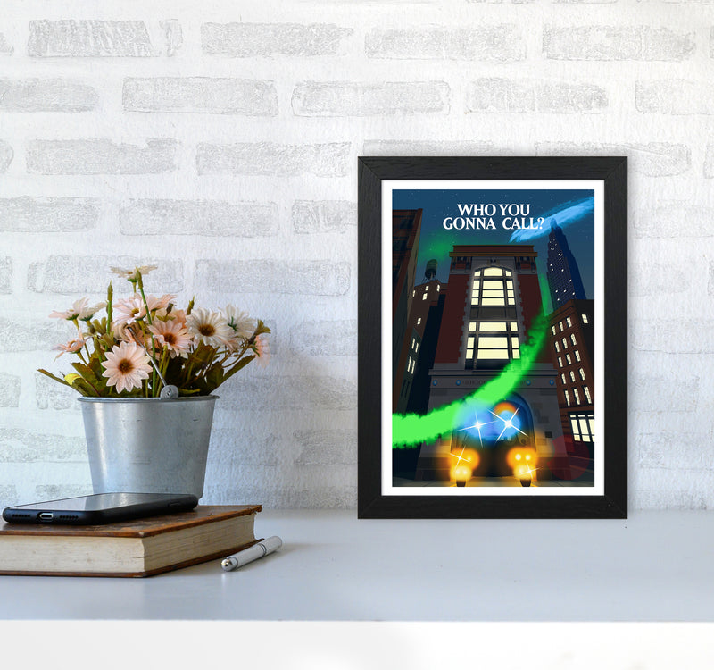 Ghostbusters Night Art Print by Richard O'Neill A4 White Frame