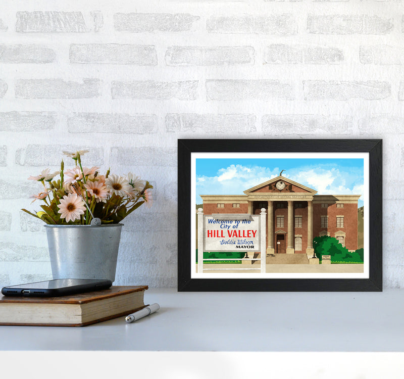 Hill Valley 1985 Revised Art Print by Richard O'Neill A4 White Frame