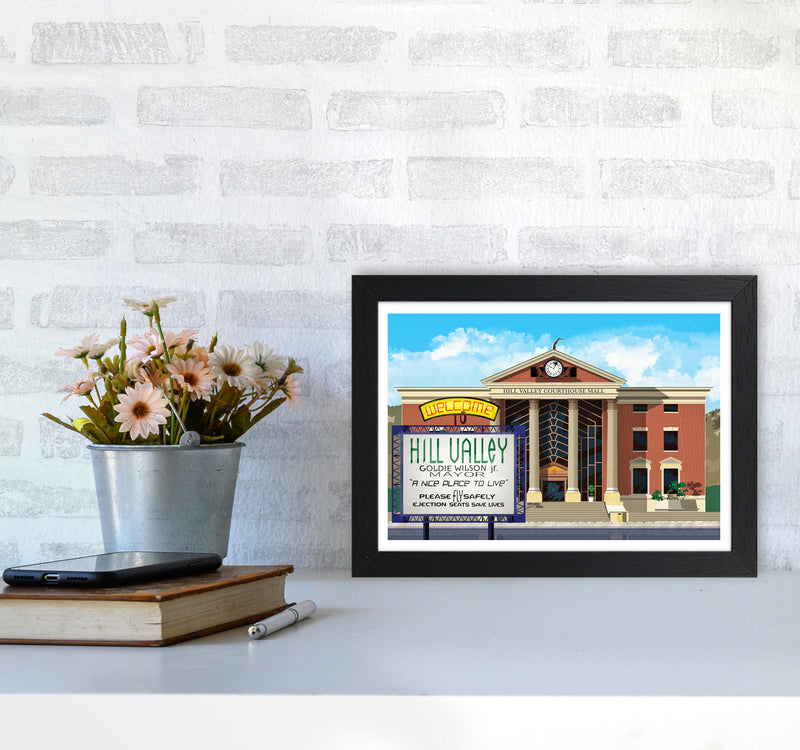 Hill Valley 2015 Revised Art Print by Richard O'Neill A4 White Frame