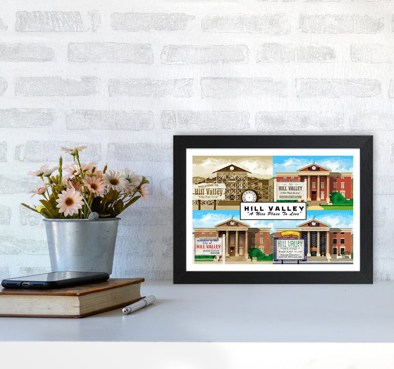 Hill Valley - A Nice Place To Live Art Print by Richard O'Neill A4 White Frame
