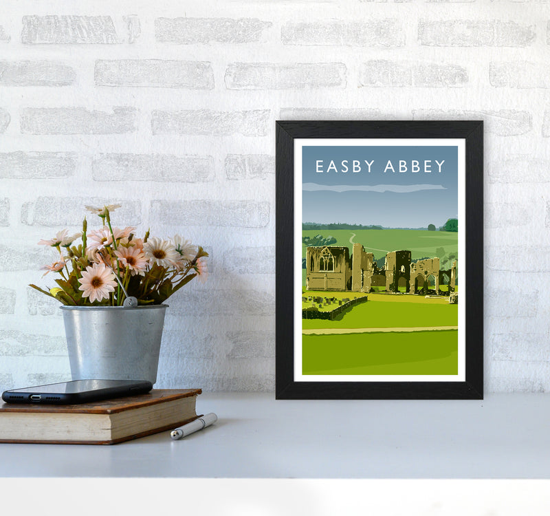 Easby Abbey Portrait Art Print by Richard O'Neill A4 White Frame
