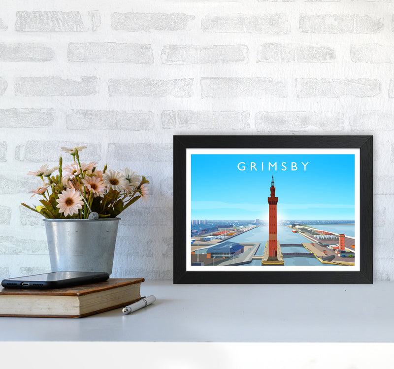 Grimsby Art Print by Richard O'Neill A4 White Frame