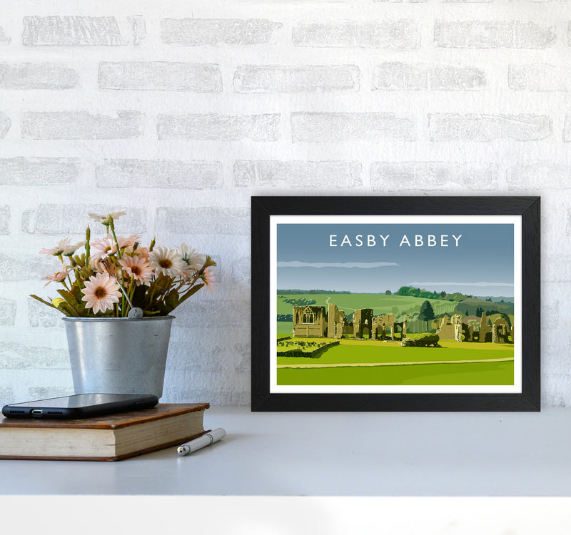 Easby Abbey Art Print by Richard O'Neill A4 White Frame