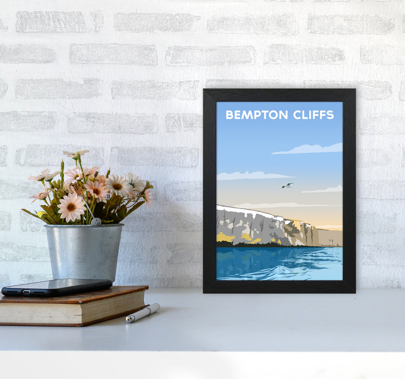 Bempton Cliffs portrait Travel Art Print by Richard O'Neill A4 White Frame