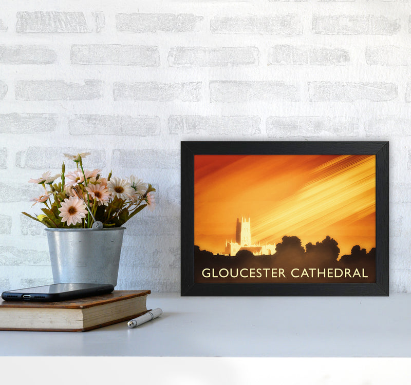 Gloucester Cathedral Travel Art Print by Richard O'Neill A4 White Frame