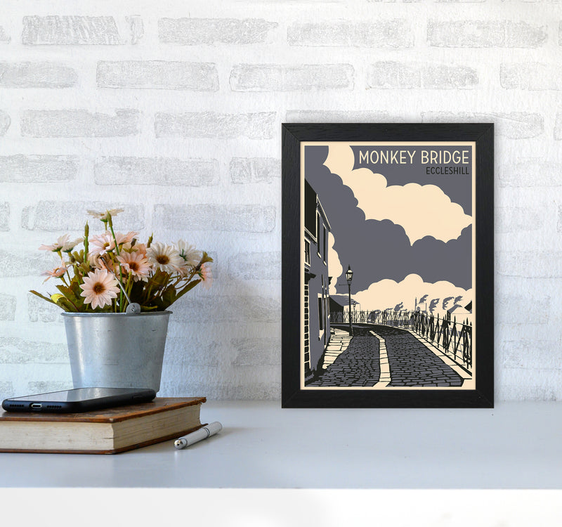 Monkey Bridge, Eccleshill Travel Art Print by Richard O'Neill A4 White Frame