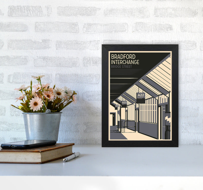 Bradford Interchange, Bridge Street portrait Travel Art Print by Richard O'Neill A4 White Frame