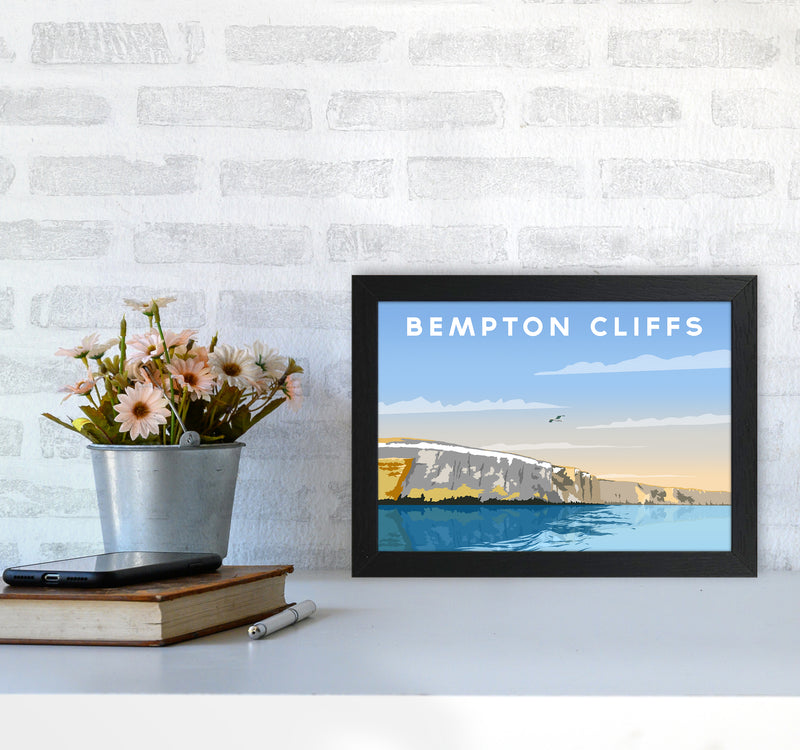 Bempton Cliffs Travel Art Print by Richard O'Neill A4 White Frame