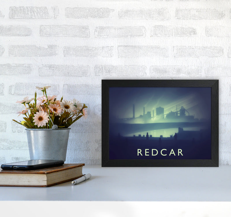 Redcar (night) Travel Art Print by Richard O'Neill A4 White Frame