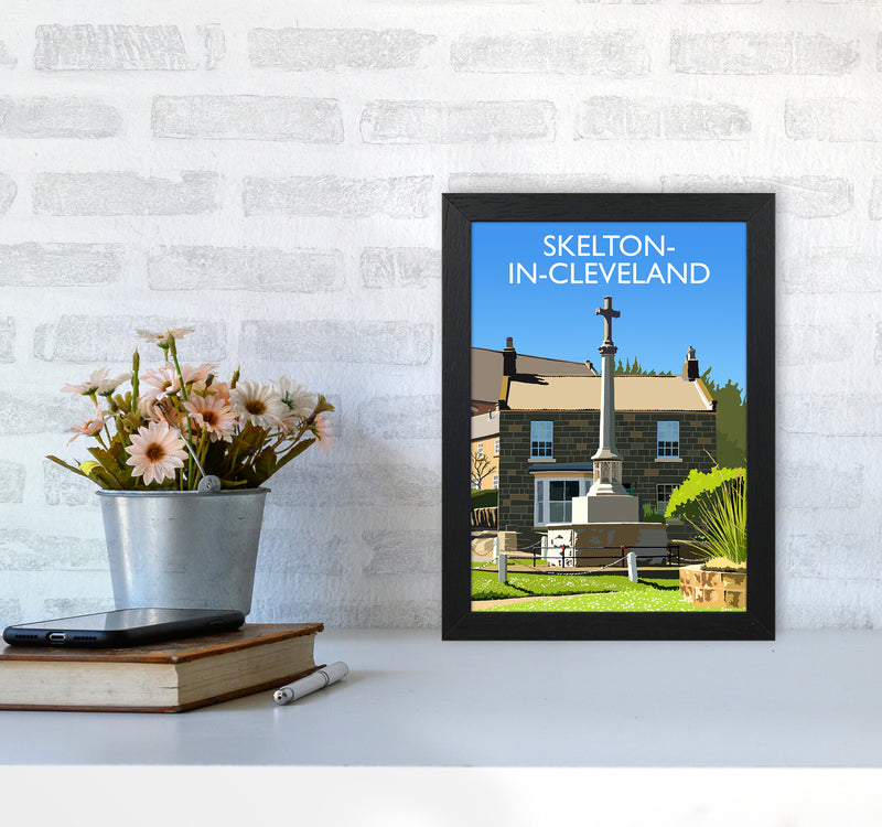 Skelton-in-Cleveland portrait Travel Art Print by Richard O'Neill A4 White Frame