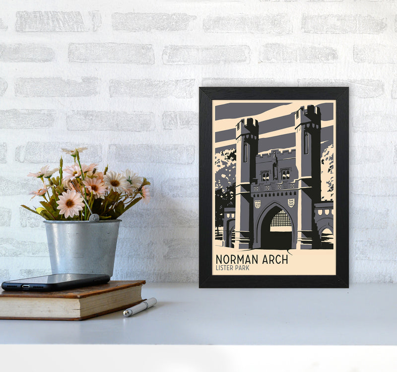 Norman Arch, Lister Park Travel Art Print by Richard O'Neill A4 White Frame