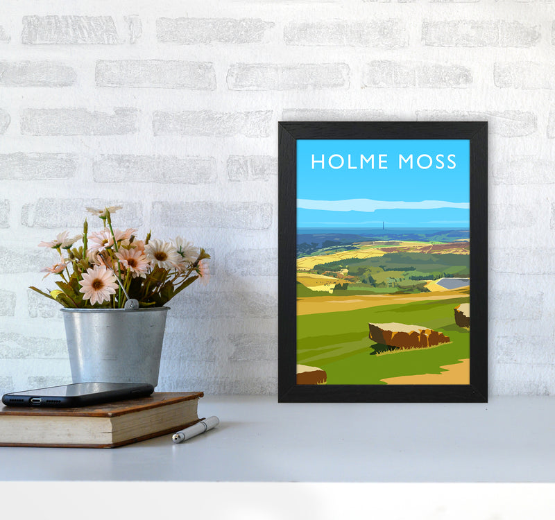 Holme Moss portrait Travel Art Print by Richard O'Neill A4 White Frame